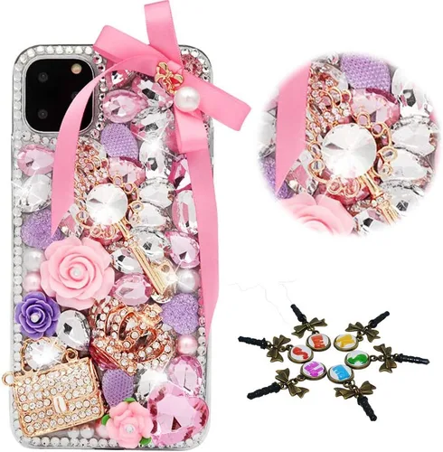 Vista 14 de Sparkle - Funda para teléfono compatible con iPhone 11, elegante, hecha a mano en 3D, con diseño de diamantes de imitación, diseño de diamantes