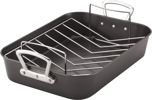 Vista 16 de Farberware Bakeware - Sartén antiadherente para asar con estante en U, 14.75 pulgadas x 10.75 pulgadas, color gris