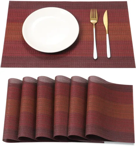 Vista 7 de HeloHo Juego de 4 manteles individuales de rejilla blanca y negra, lavables, de vinilo, lavables, para cocina, comedor, decoración de mesa