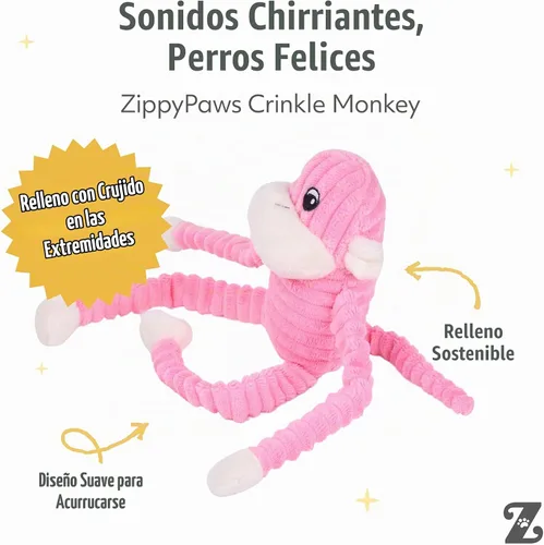 Vista 3 de ZippyPaws Spencer El mono arrugado, S, Rosado