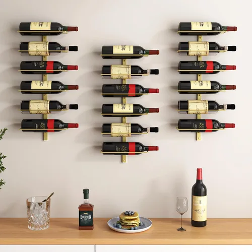 Vista 7 de Estante de vino montado en la pared, estante de vino de pared para 18