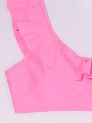 Vista 3 de Cozyease Traje de baño de cintura alta con volantes a rayas para mujer