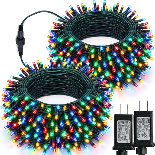 Vista 14 de Luces de Navidad, 1000 luces LED de 328 pies para árbol de Navidad enchufables con 8 modos, control remoto, tira de luces de Navidad impermeables