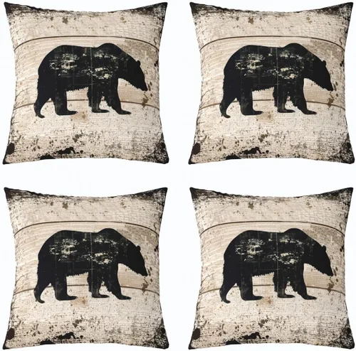 Vista 22 de Juego de 4 fundas de almohada con estampado de piel de vaca de 16 x 16 pulgadas, fundas de cojín de piel de vaca para sala de estar, dormitorio