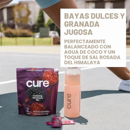 Vista 3 de Cure Hydration Mezcla de bebida con electrolitos a base de plantas Sin azúcar añadida Polvo de alivio de la deshidratación fabricado con agua