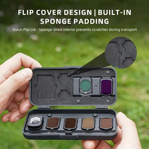 Vista 4 de Estuche rígido para filtro de lente DJI Osmo Pocket 3, a prueba de polvo y resistente al agua Bolsa de almacenamiento de filtro de lente de cámara