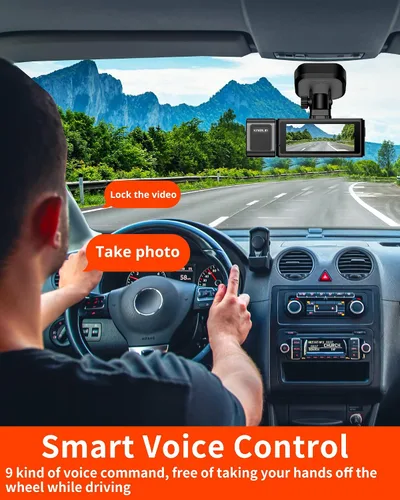 Vista 5 de Cámara de salpicadero Kingslim D4PRO delantera y trasera - Cámara de salpicadero dual para coche 4K + 2K con WiFi GPS, grabación interior opcional