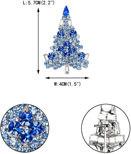 Vista 5 de EVER FAITH Broche de árbol de Navidad para mujer con cristal austriaco