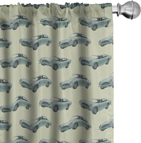 Vista 28 de Ambesonne Paquete de 2 cortinas otoñales para ventana, diseño otoñal con formas intrincadas en espiral y estampado de hojas voladoras, juego ligero