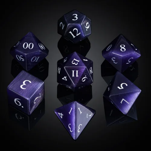 Vista 10 de UDIXI Juego de dados de piedras preciosas de amatista, dados DND de piedra de cristal D&D con estuche de regalo para juegos de rol y juegos de mesa