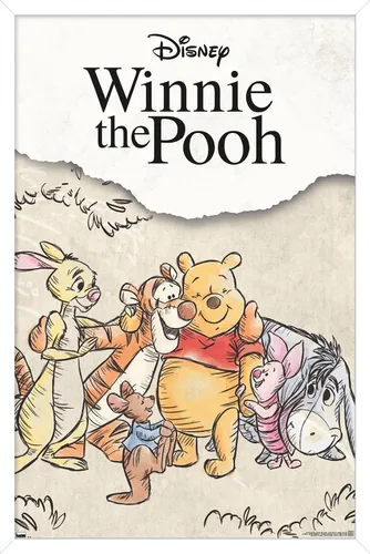 Vista 10 de Trends International Disney Winnie The Pooh - Póster de pared con dibujo grupal, 34 pulgadas de largo x 22.4 pulgadas, versión enmarcada en madera