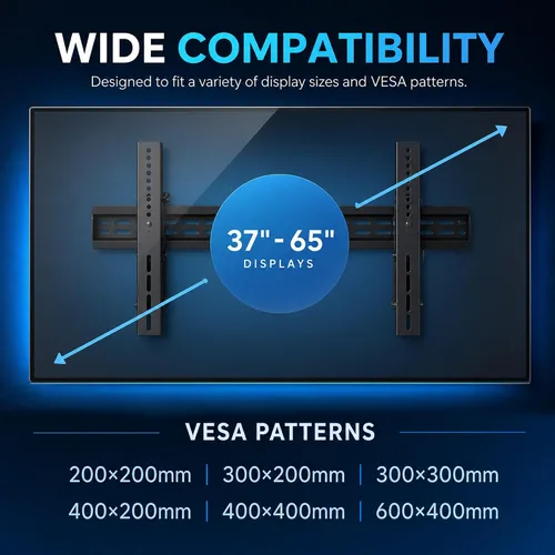 Vista 3 de J-Tech Digital Kit de montaje en pared para TV de 1 x 2, se adapta a 2 pantallas de 37 a 65 pulgadas con brazos ajustables de inclinación