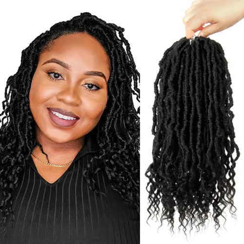 Vista 31 de BOHOBABE Rastas Sintéticas de Ganchillo de 10 Pulgadas, Rastas de Ganchillo Suaves Boho con Puntas Rizadas, Rastas Cortas de Diosa Bohemia de 1#