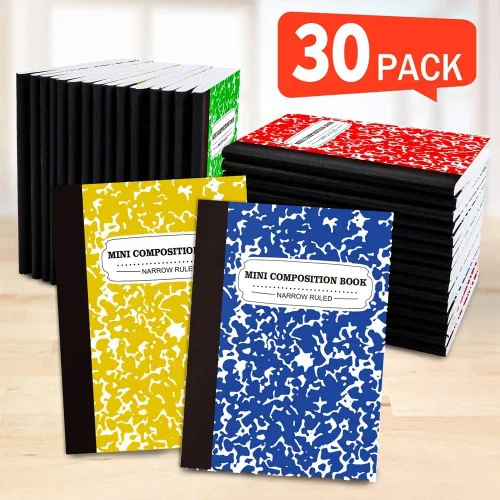 Vista 6 de feela Cuaderno de composición, tamaño pequeño, 30 unidades, 5 colores, con rayas estrechas, mini libros de composición a granel, de bolsillo