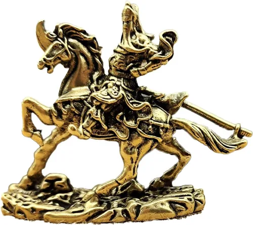 Vista 3 de SM SunniMix Mini estatua de Guan Gong, escultura tallada de adorno, accesorios, figura decorativa de amuleto de meditación, para escritorio