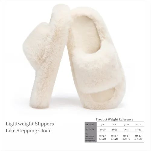 Vista 3 de Chantomoo Pantuflas de espuma viscoelástica para mujer, pantuflas de dormitorio para mujer, mullidas, cómodas, con forro de piel sintética, suela