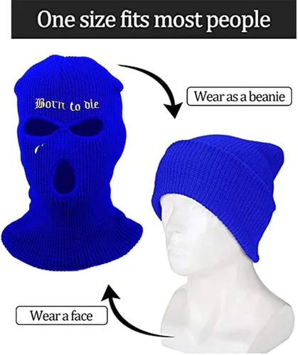 Vista 5 de Winter Windproof Knitted Cycling Ski Mask Neck Warmer 3 Hole Balaclavas Full Face Cover