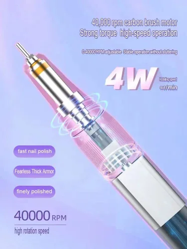 Vista 4 de 40000RPM inalámbrico eléctrico portátil recargable Nail Art Manicura Taladro de uñas Taladro de uñas profesional eléctrico (negro)