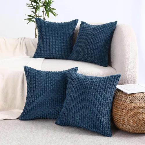 Vista 8 de VAKADO - Juego de 4 fundas de almohada decorativas negras de 16 x 16 pulgadas para sofá, pana neutra, decoración rústica de estilo granja para sala