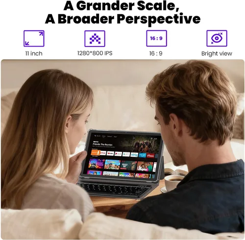 Vista 4 de Tablet, Android 15 Tablets de 11 pulgadas con teclado/funda, 12 GB de RAM, 128 GB de almacenamiento expandible a 2 TB, Octa-Core, batería de 12