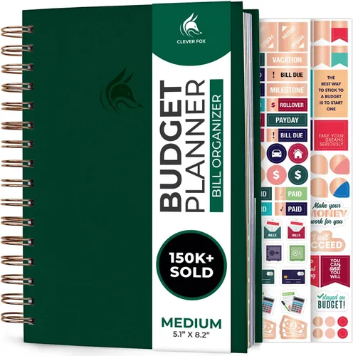 Vista 10 de Clever Fox Planificador de presupuesto y organizador mensual de facturas con bolsillos. Rastreador de gastos, diario de presupuestos y libro Negro