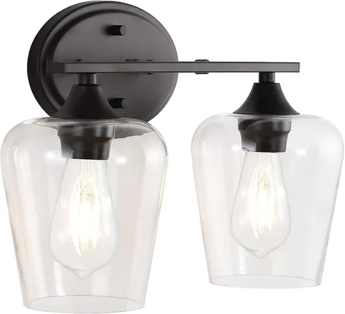 Vista 9 de JONATHAN Y JYL7545B Jayne - Lámpara de tocador LED rústica de 6 pulgadas con 1 luz de hierro/vidrio, casa de campo, campo francés, transicional