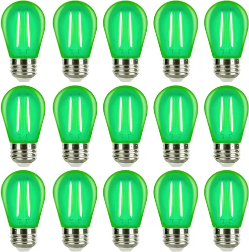 Vista 11 de Bombilla azul S14 de plástico de 2 W LED de repuesto para luces de cadena de luces interiores y exteriores, inastillable, base E26, filamento E26