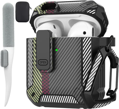 Vista 78 de Maxjoy Funda para AirPods Pro 3 2025, MagSafe compatible con bloqueo automático, funda protectora a prueba de golpes con soporte para teléfono