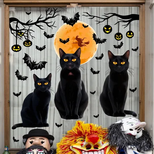 Vista 6 de Decoración de ventana de Halloween se adhiere a calcomanías de cristal