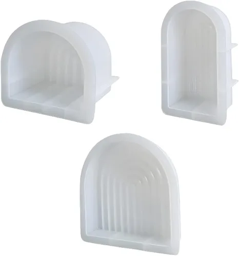 Vista 7 de Surakey Juego de 3 piezas de moldes de silicona geométrica de arco iris epoxi en forma de U, molde de vela de arco hecho a mano para bricolaje