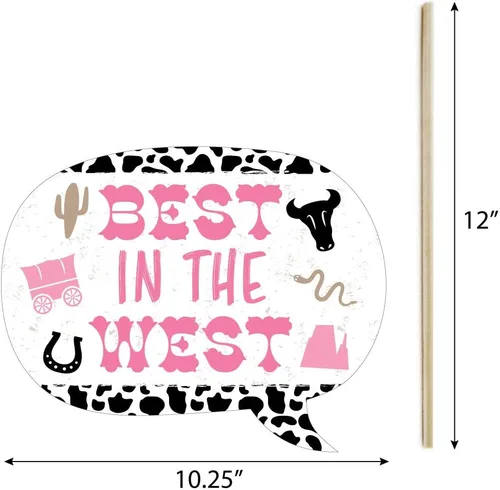 Vista 5 de Big Dot of Happiness Pink Western Hoedown - Kit de accesorios para cabina de fotos para fiesta de caballo vaquera, 20