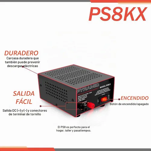 Vista 3 de Pyramid Pyramid PS8KX - Fuente de alimentación universal compacta de banco de 6 amperios regulada lineal para laboratorio doméstico, convertidor