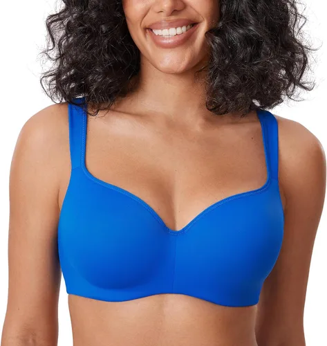 Vista 15 de DELIMIRA Brasier tipo balconette para mujer, cobertura completa, talla grande, con varillas, espalda suave, sin costuras