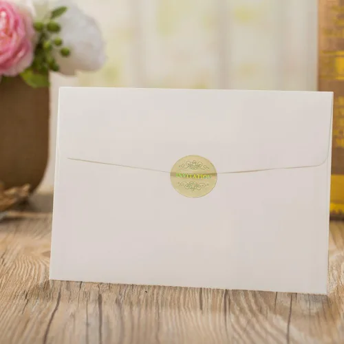 Vista 8 de Hosmsua 20 unidades de invitaciones de boda con flores de 13 x 18,5 cm con purpurina y corte láser con cintas y sobres para boda, despedida