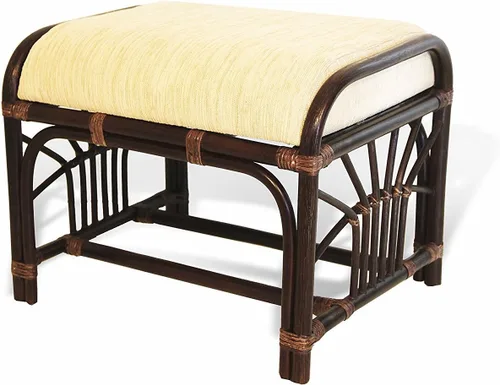 Vista 5 de Lounge Set de 2: mecedora giratoria Java silla de mimbre natural de ratán hecho a mano y krit otomano con cojín crema, marrón oscuro
