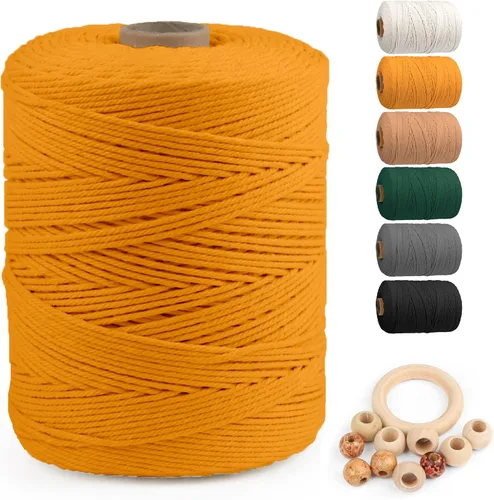 Vista 41 de ZUEXT Cordón de algodón para macramé de 4 mm x 500 m, ZUEXT Cordones trenzados naturales hechos a mano en verde manzana de 4 hebras, cuerda de lana