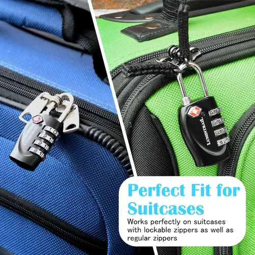 Vista 6 de Lumintrail Cerraduras aprobadas por la TSA, cerraduras de equipaje de combinación de 4 dígitos aprobadas por la TSA, cerraduras de viaje