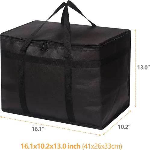 Vista 2 de Paquete de 4 bolsas de comestibles reutilizables aisladas XL con cremallera resistente parte inferior reforzada y asas, plegable, lavable