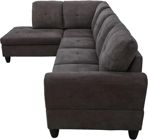 Vista 5 de Star Home Living Juego de 2 sofás seccionales orientados a la izquierda, marrón oscuro