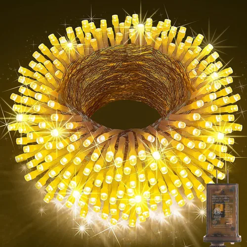 Vista 26 de KNONEW Guirnalda de luces de Navidad para interiores, 60 pies, 180 luces LED impermeables para exteriores, 8 modos de iluminación, función