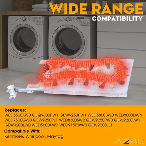 Vista 2 de AZ4U Elemento calefactor para secadora para Whirlpool WED5500XW0 GEQ9800PW1 GEW9250PW1 WED5800BW0 WED8000DW4 WED7500GW0 GEW9250PL1 WED8300SW2