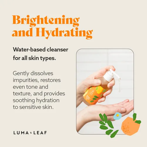 Vista 7 de Luma & Leaf Limpiador facial Brightening - Limpiador de gel exfoliante con vitamina C, enzima y ácido hialurónico, limpiador facial hidratante