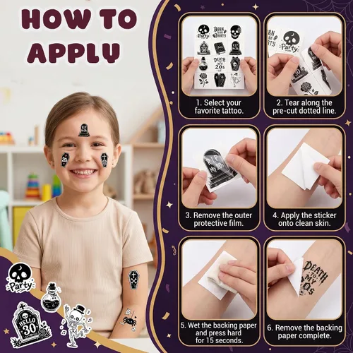 Vista 7 de 96 tatuajes temporales precortados RIP 20s para fiesta