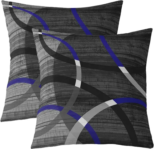 Vista 38 de Castle Fairy Juego de 2 fundas de almohada modernas con estampado de líneas geométricas de doble cara de 16 x 16 pulgadas, color gris, negro y rojo