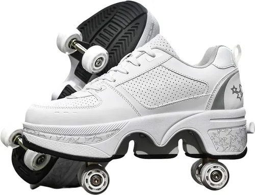 Vista 22 de Rueda de deformación de doble hilera Zapatos para caminar automáticos Deformación invisible Patín de ruedas 2 en 1 Patines de polea extraíble