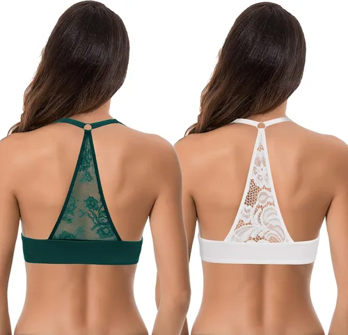 Vista 2 de Curve Muse Sujetador push up para mujer con cierre frontal y aros y cierre frontal, Multicolorido