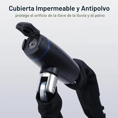 Vista 3 de Candado de cadena de bicicleta con llaves, cerradura de cadena de bicicleta Negro