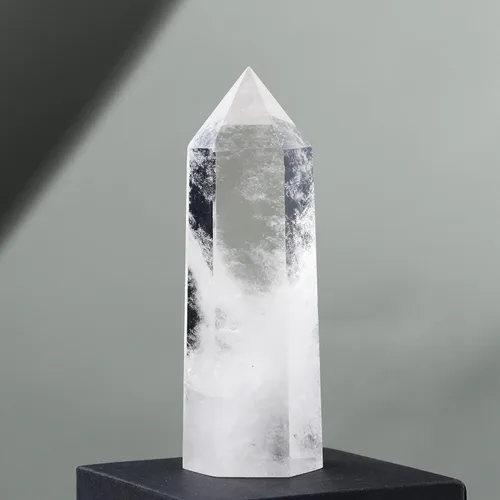 Vista 10 de Runyangshi Varita de cristal curativo natural de apatita azul grande de 4.72 a 5 pulgadas, torre de cristales con 6 facetas de un solo punto