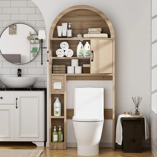 Vista 3 de Spurgehom Over Toilet Storage Cabinet, Bathroom Arch Organizer,Wood Madera
