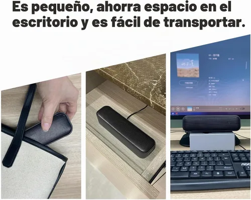 Vista 8 de Altavoz USB para computadora de escritorio, barra de sonido portátil Mini Negro